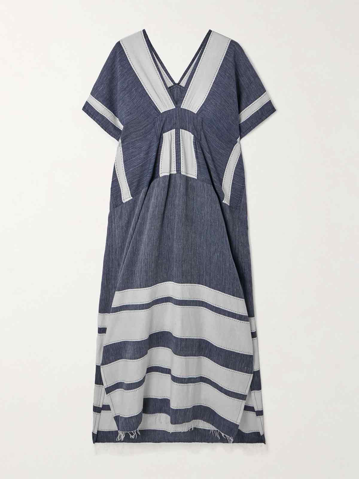 Gasira fringed striped cotton kaftan LEMLEM