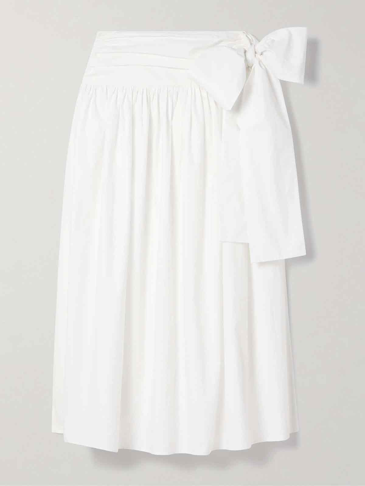 Gathered cotton-poplin midi wrap skirt MAGDA BUTRYM