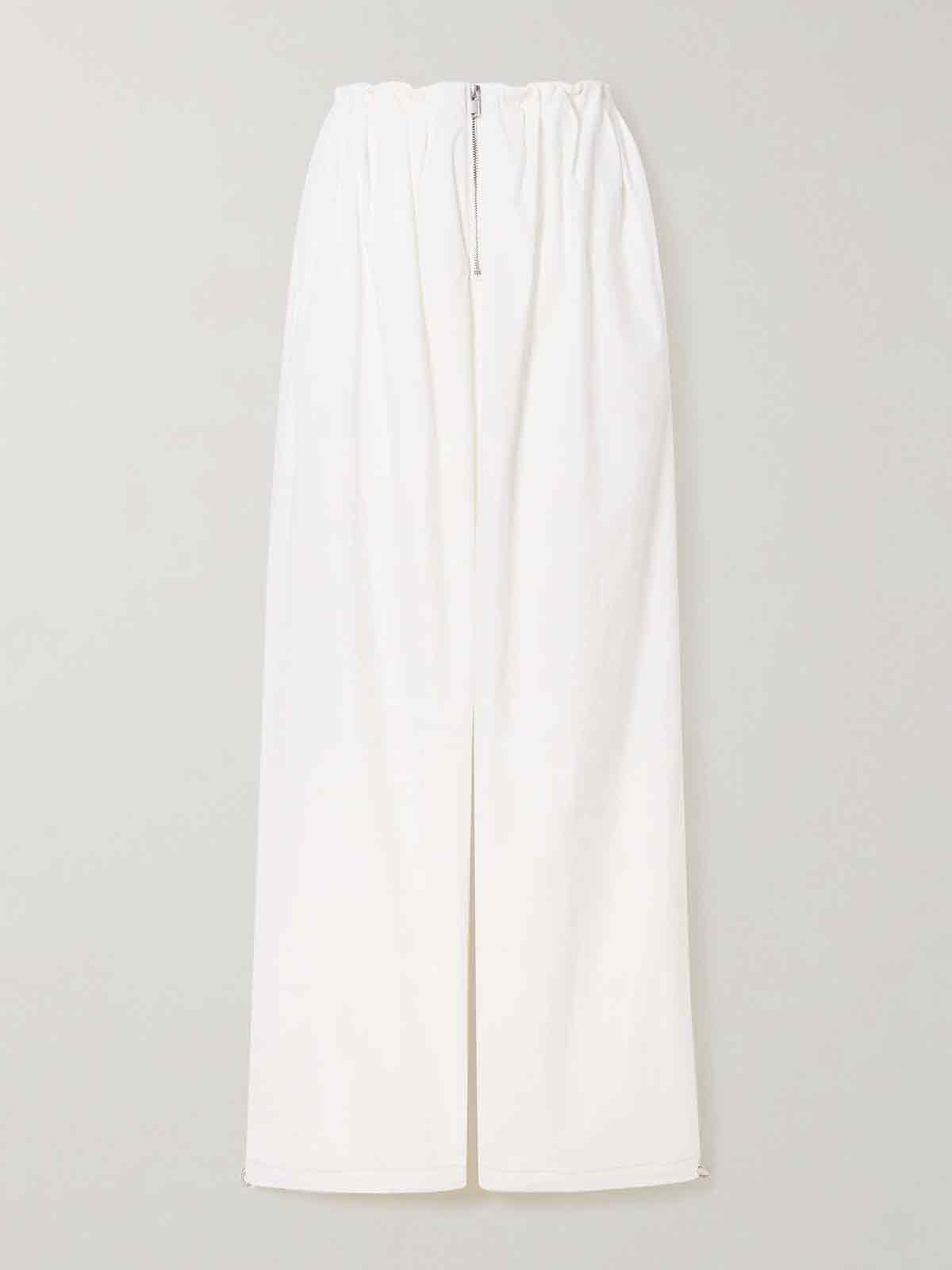 Gathered washed cotton-blend wide-leg pants DION LEE