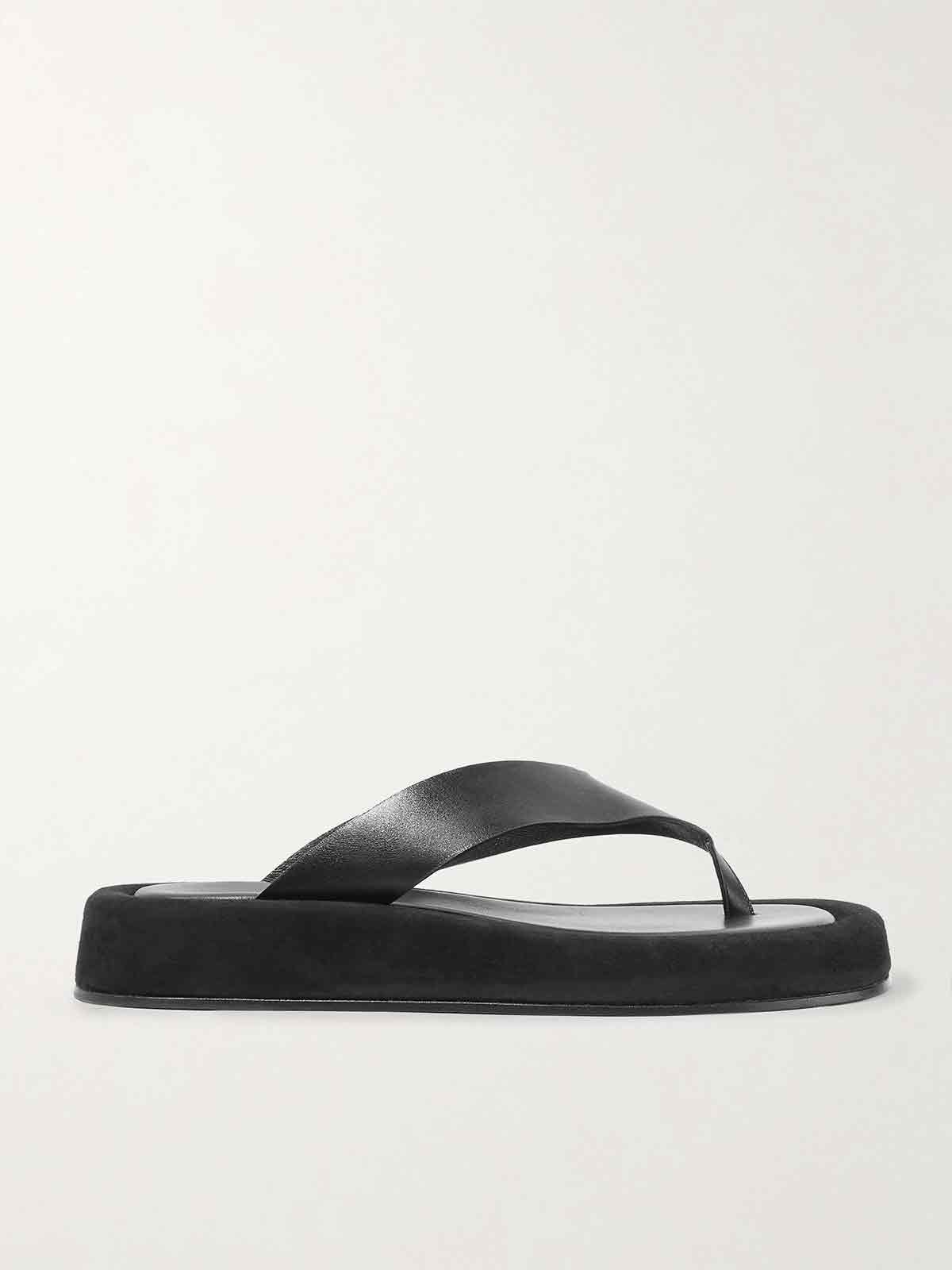 Ginza leather and suede platform flip flops THE ROW