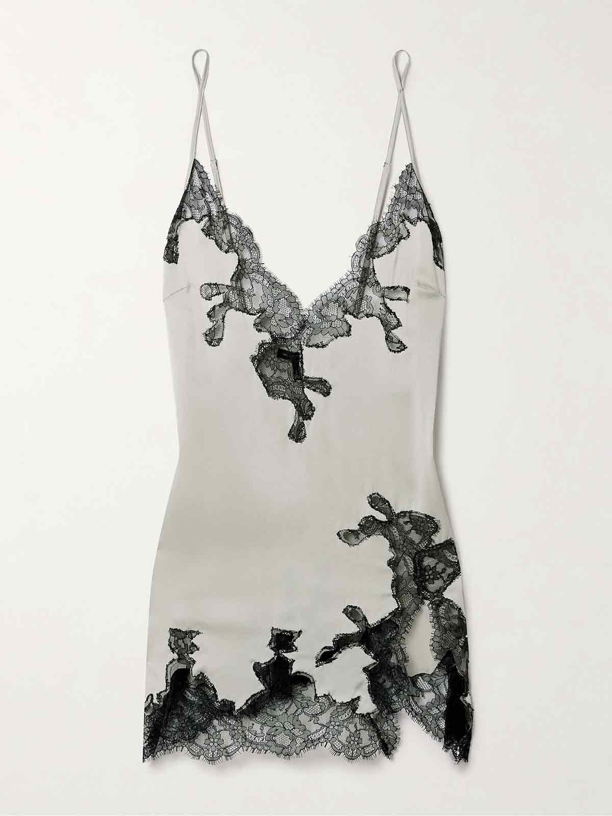 Giselle lace-trimmed silk-charmeuse chemise KIKI DE MONTPARNASSE