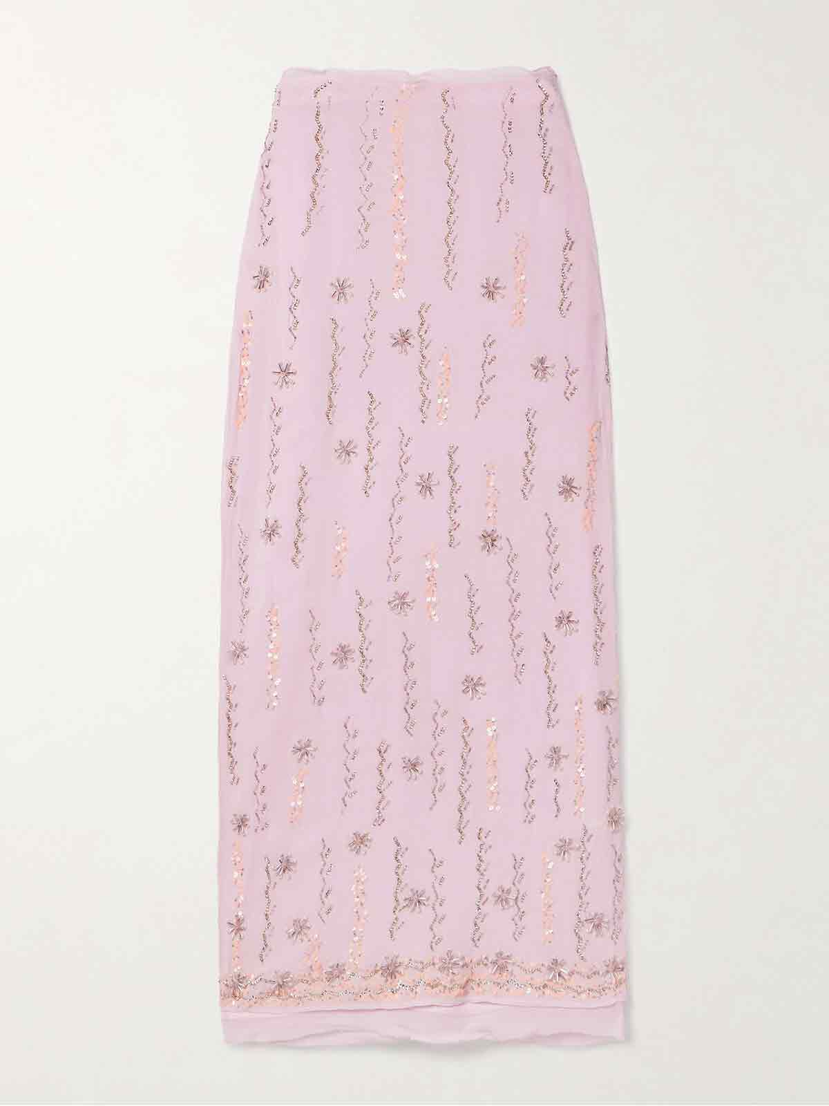 Goodall embellished chiffon maxi skirt LOVESHACKFANCY