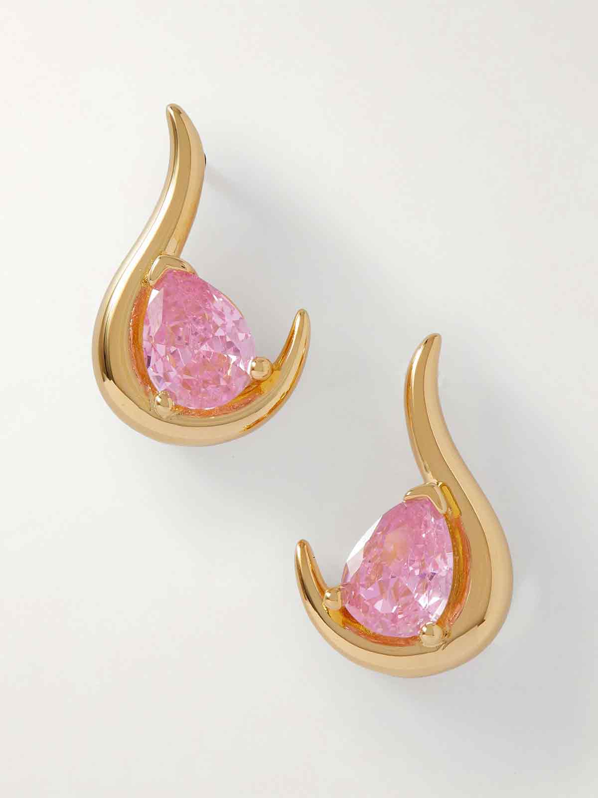 Grande Poire De Feu gold vermeil cubic zirconia earrings ANISSA KERMICHE