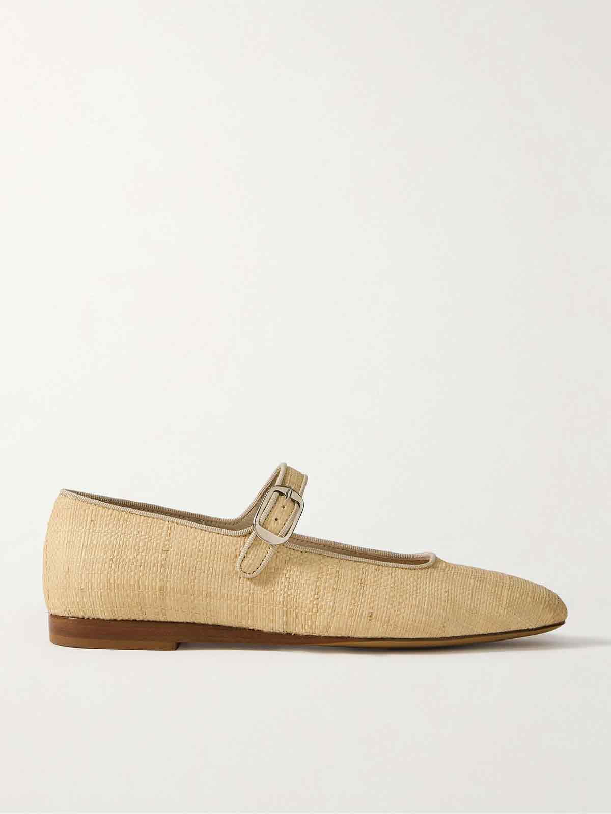 Grosgrain-trimmed raffia Mary Jane ballet flats LE MONDE BERYL