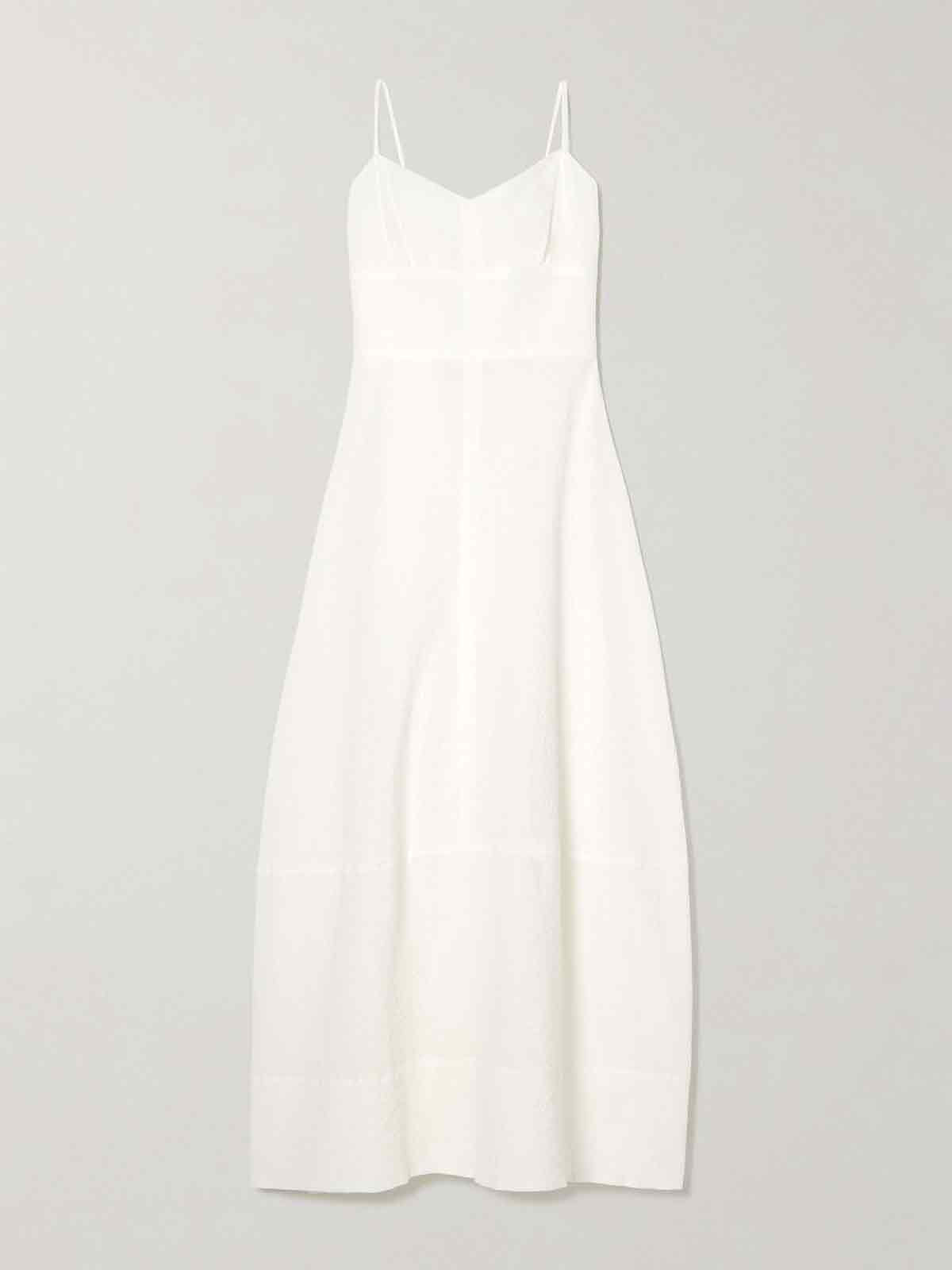 Hastings tie-detailed organic cotton-blend seersucker midi dress BONDI BORN