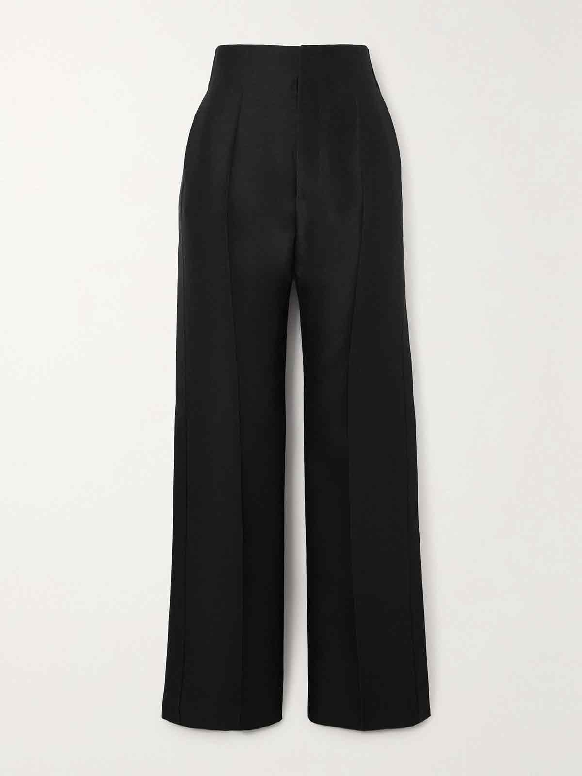 Hector satin-trimmed wool and silk-blend straight-leg pants THE ROW