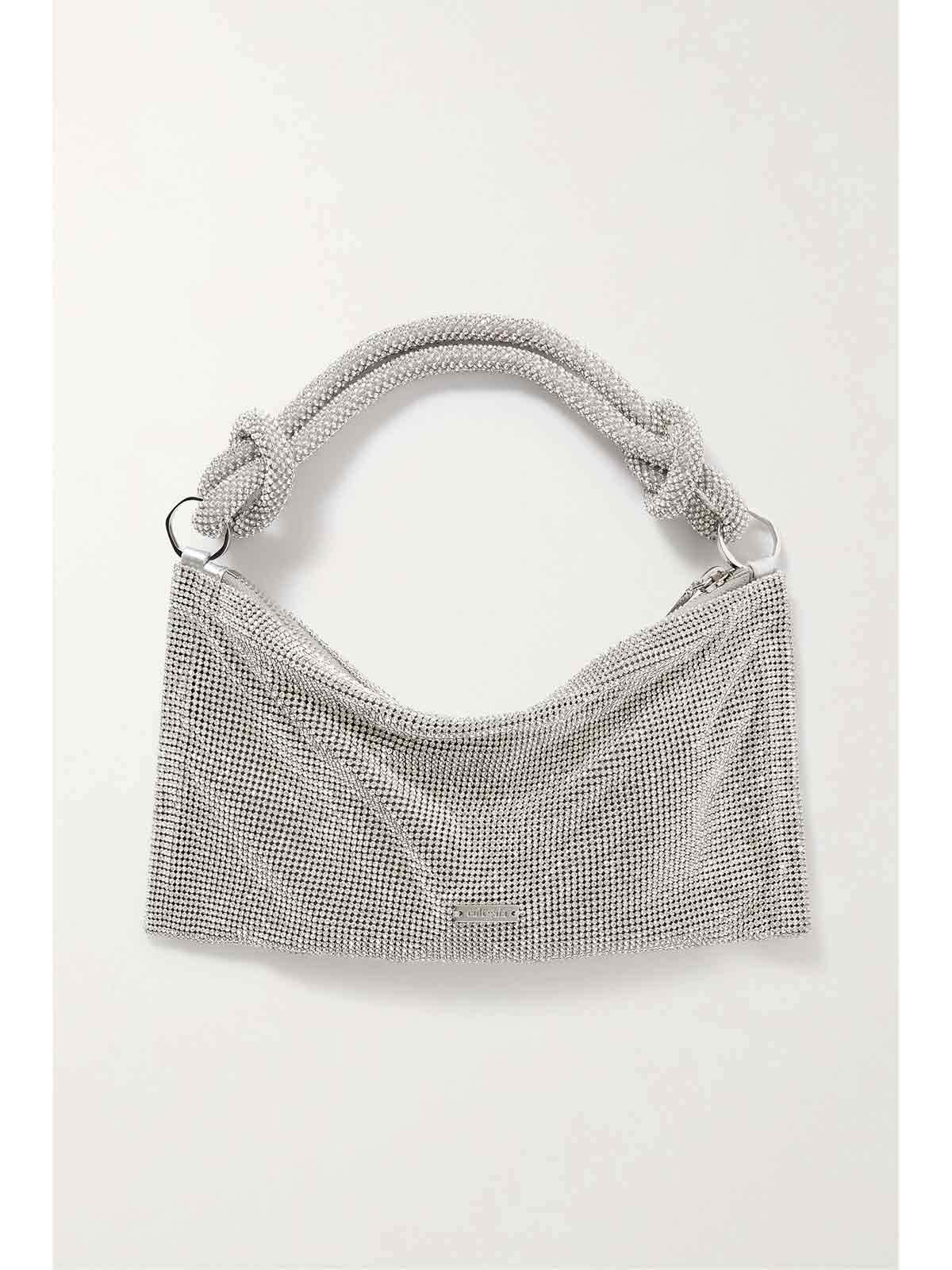 Hera nano crystal-embellished knotted satin shoulder bag CULT GAIA