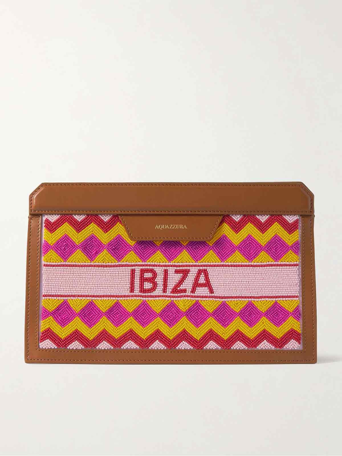 Ibiza beaded leather clutch AQUAZZURA