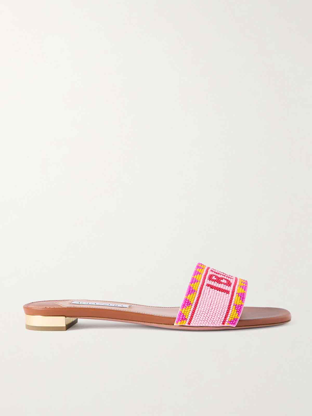 Ibiza beaded leather slides AQUAZZURA