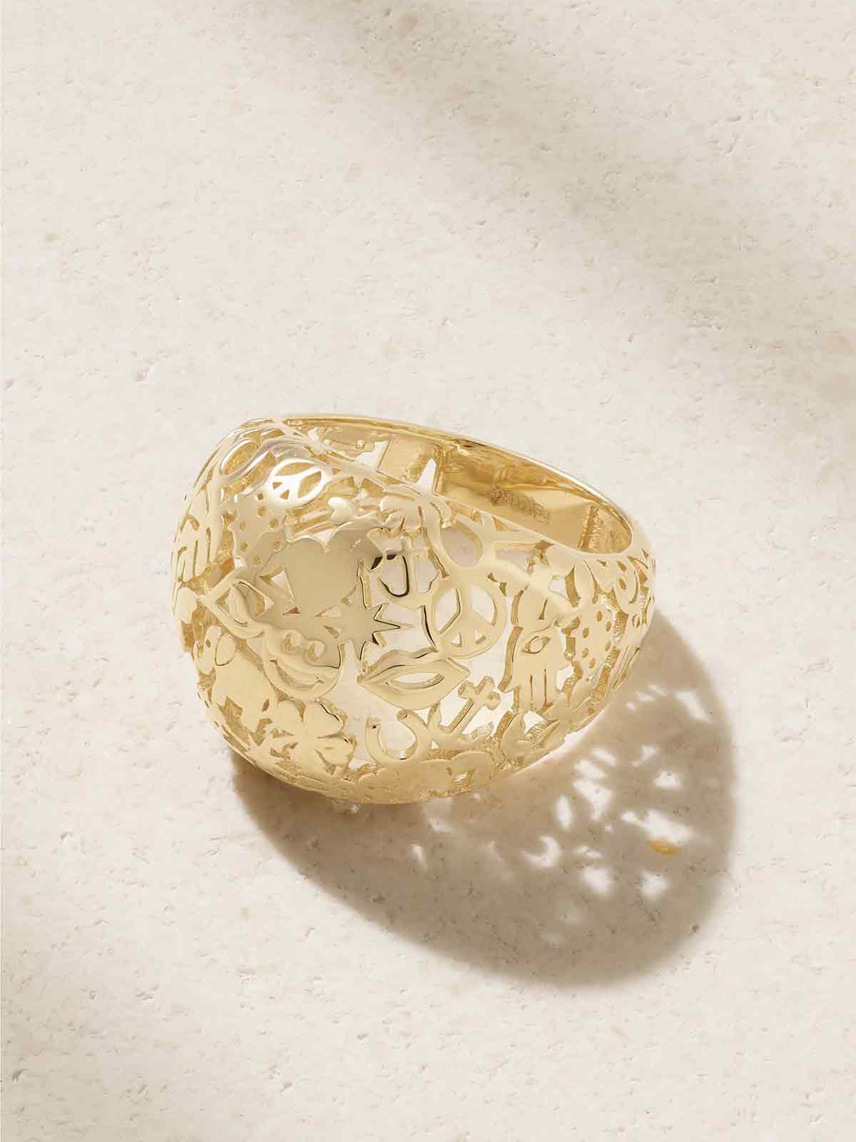 Icon Pattern Puffy 14-karat gold ring SYDNEY EVAN