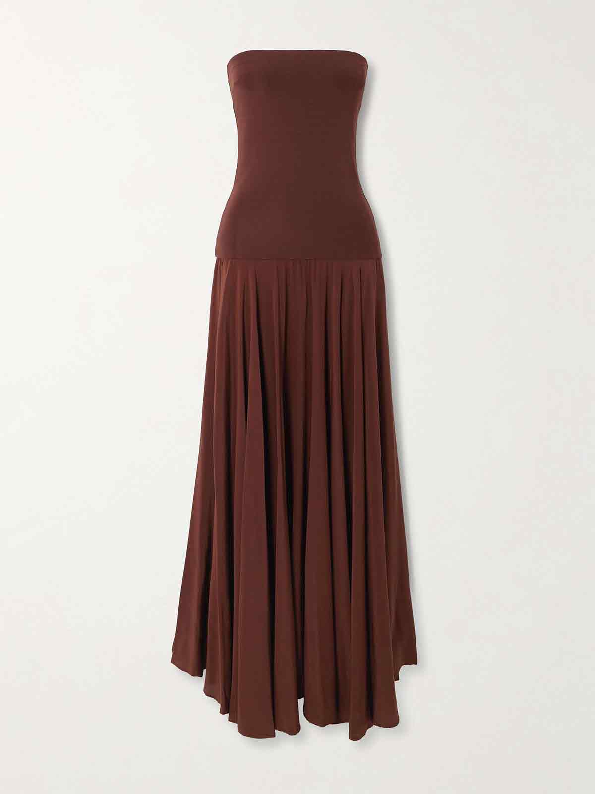 Illi strapless knitted and silk crepe de chine maxi dress ESSE STUDIOS