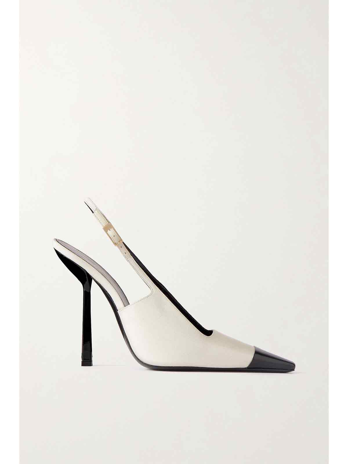 Ines leather-trimmed twill slingback pumps SAINT LAURENT