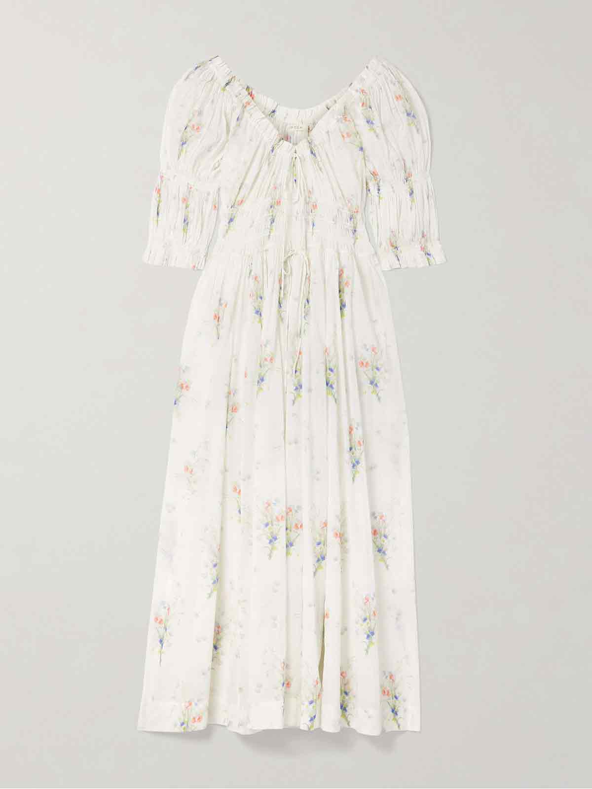 Ischia floral-print organic cotton-voile midi dress DÔEN