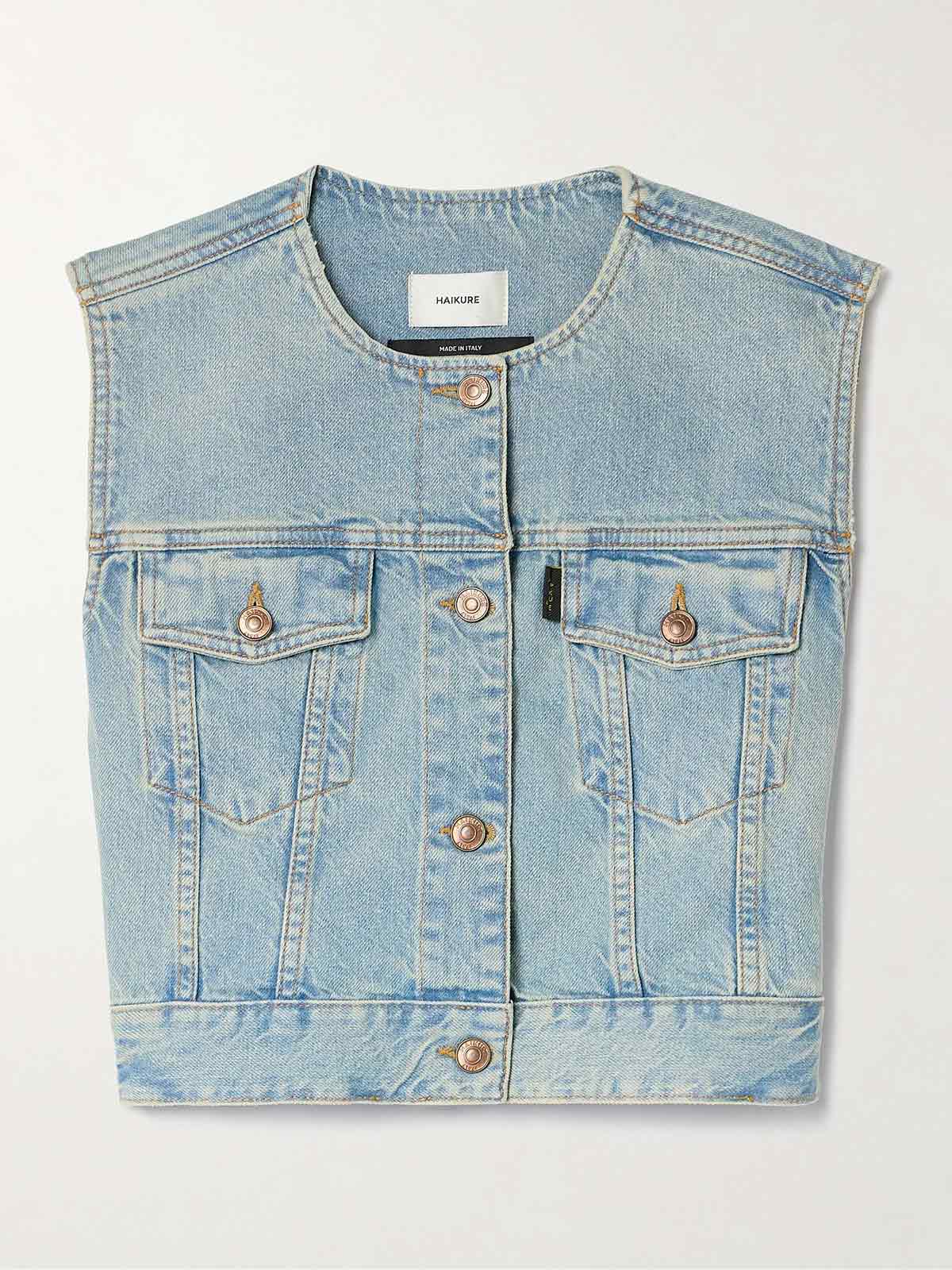 Judy cropped organic denim vest HAIKURE