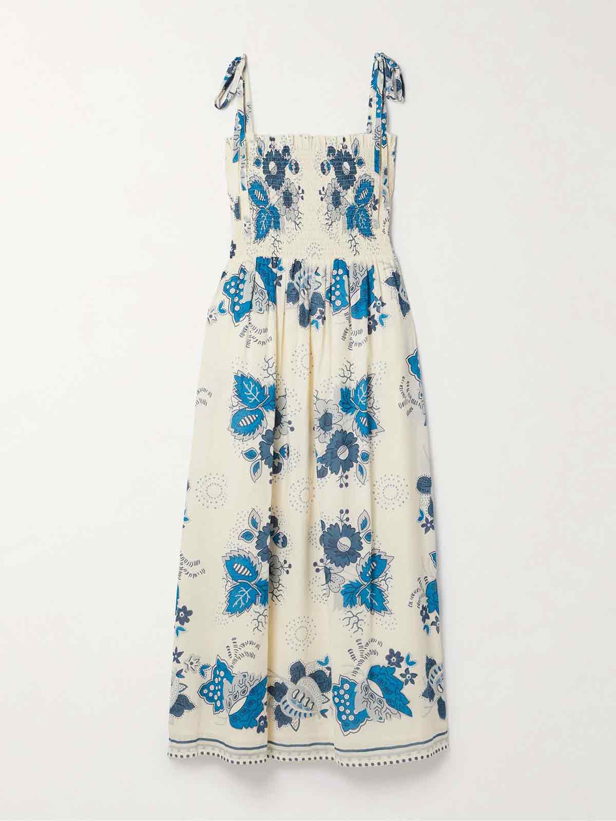 Kaia shirred printed cotton-voile midi dress ALIX OF BOHEMIA