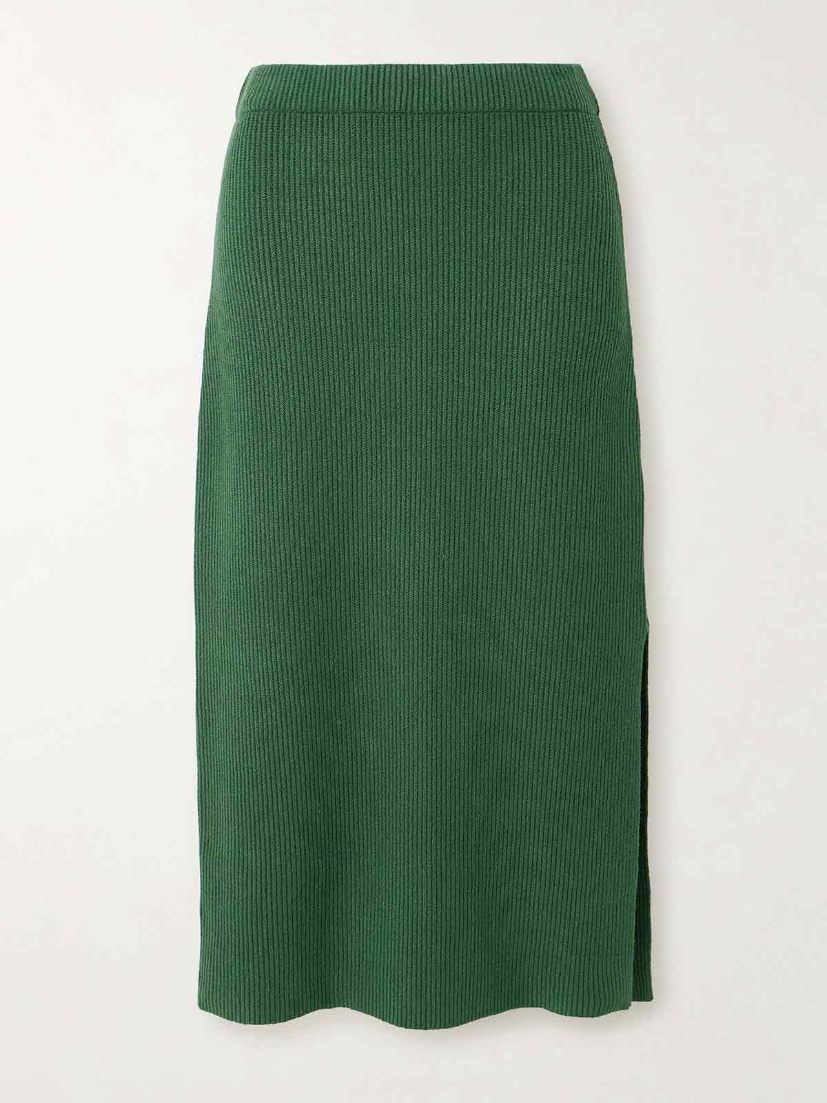 Kyara ribbed stretch LENZING™ ECOVERO™-blend midi skirt BY MALENE BIRGER