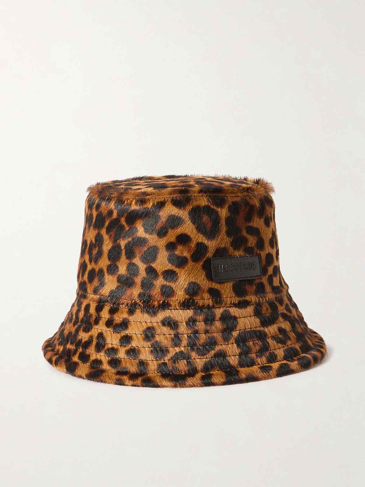 Le Bob appliquéd leopard-print cow hair bucket hat JACQUEMUS