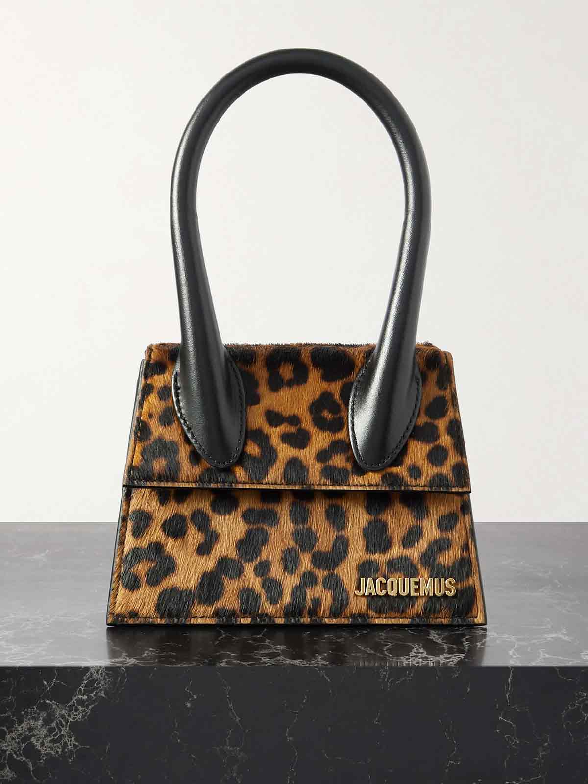 Le Chiquito Moyen leather-trimmed leopard-print calf hair tote JACQUEMUS