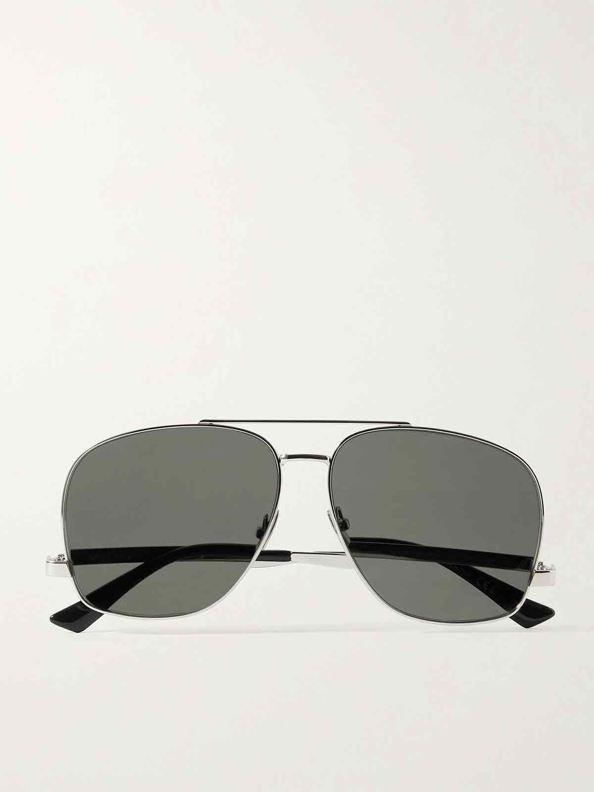 Leon aviator-style silver-tone sunglasses SAINT LAURENT EYEWEAR