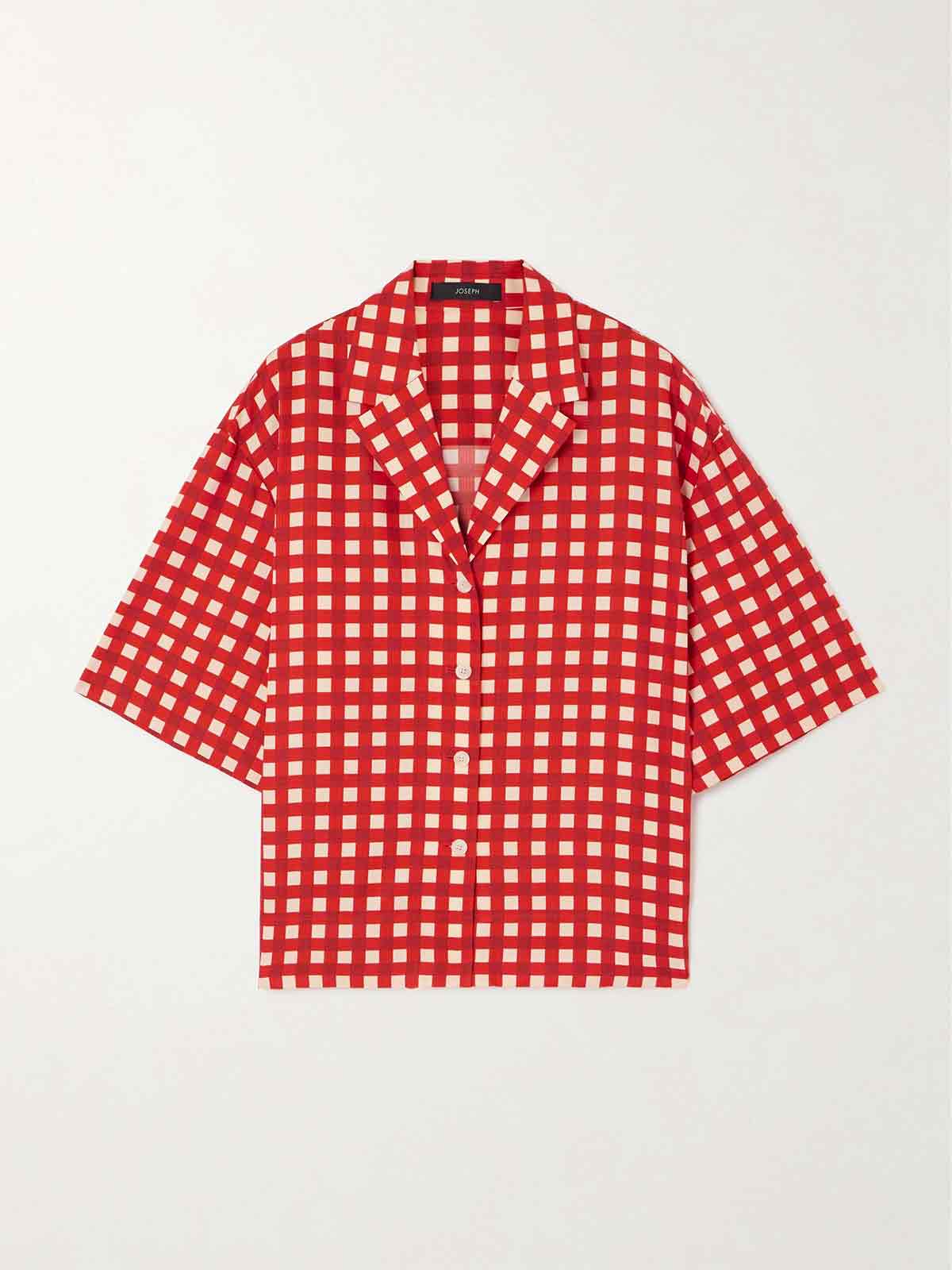 Leopold checked silk and cotton-blend twill shirt JOSEPH