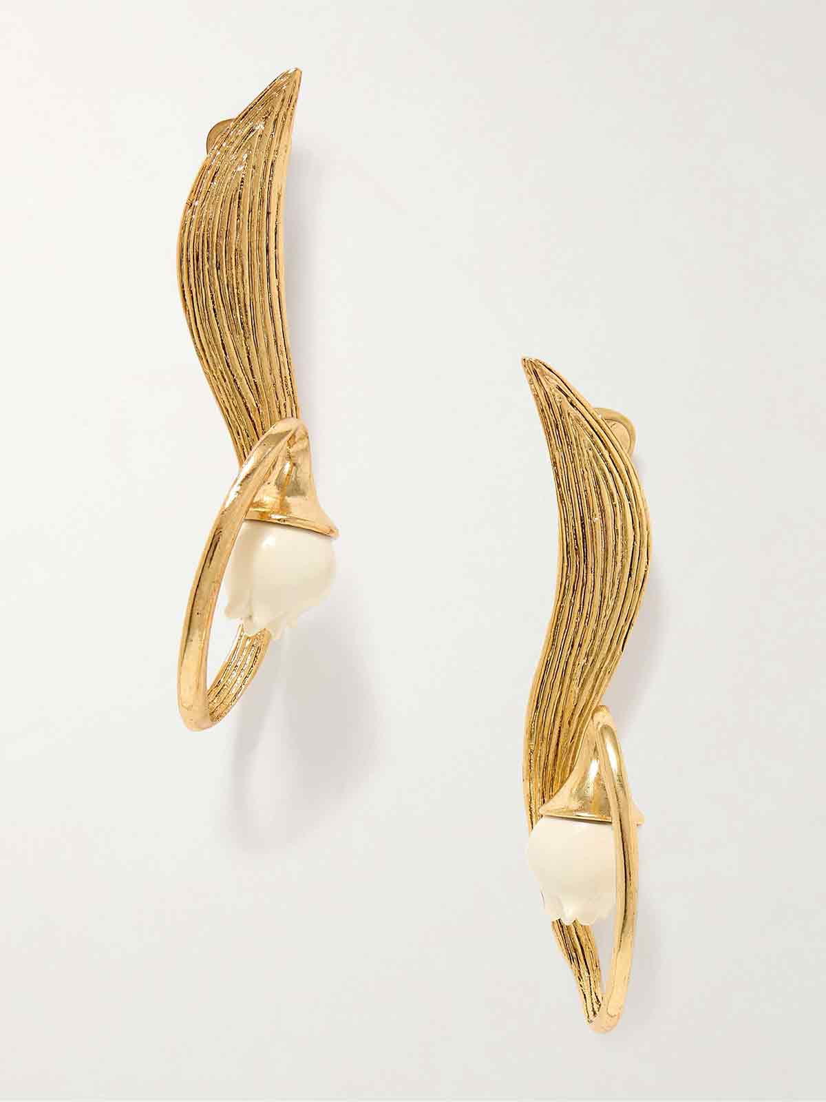 Lily of the Valley gold-tone resin clip earrings OSCAR DE LA RENTA