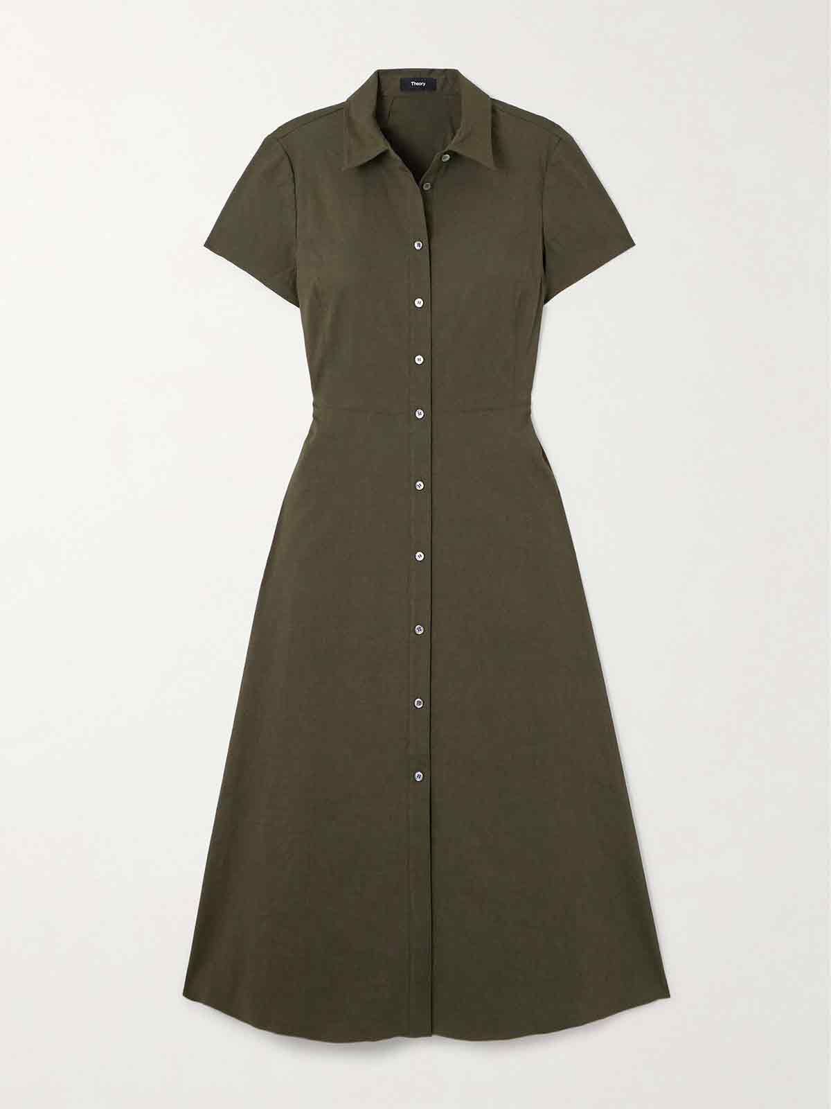 Linen-blend midi shirt dress THEORY