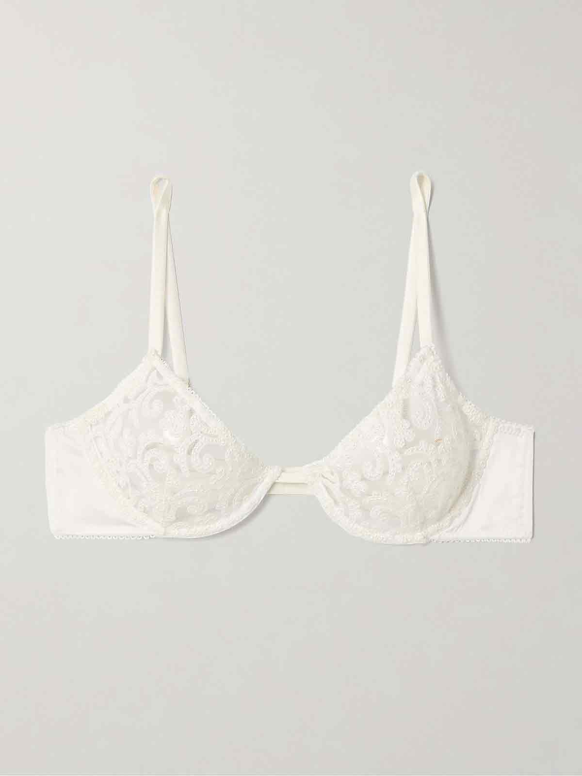 Lola silk-blend satin-trimmed embroidered stretch-tulle balconette bra KIKI DE MONTPARNASSE