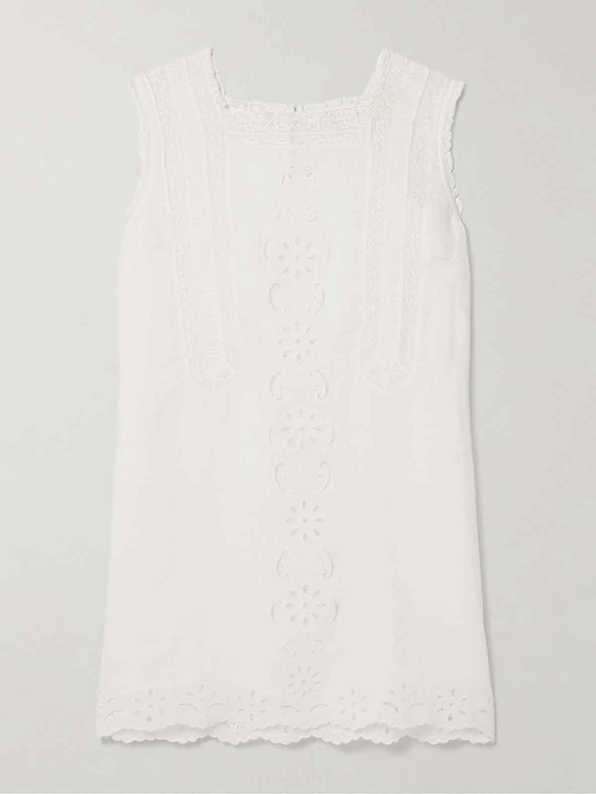 Lua broderie anglaise ramie mini dress DÔEN