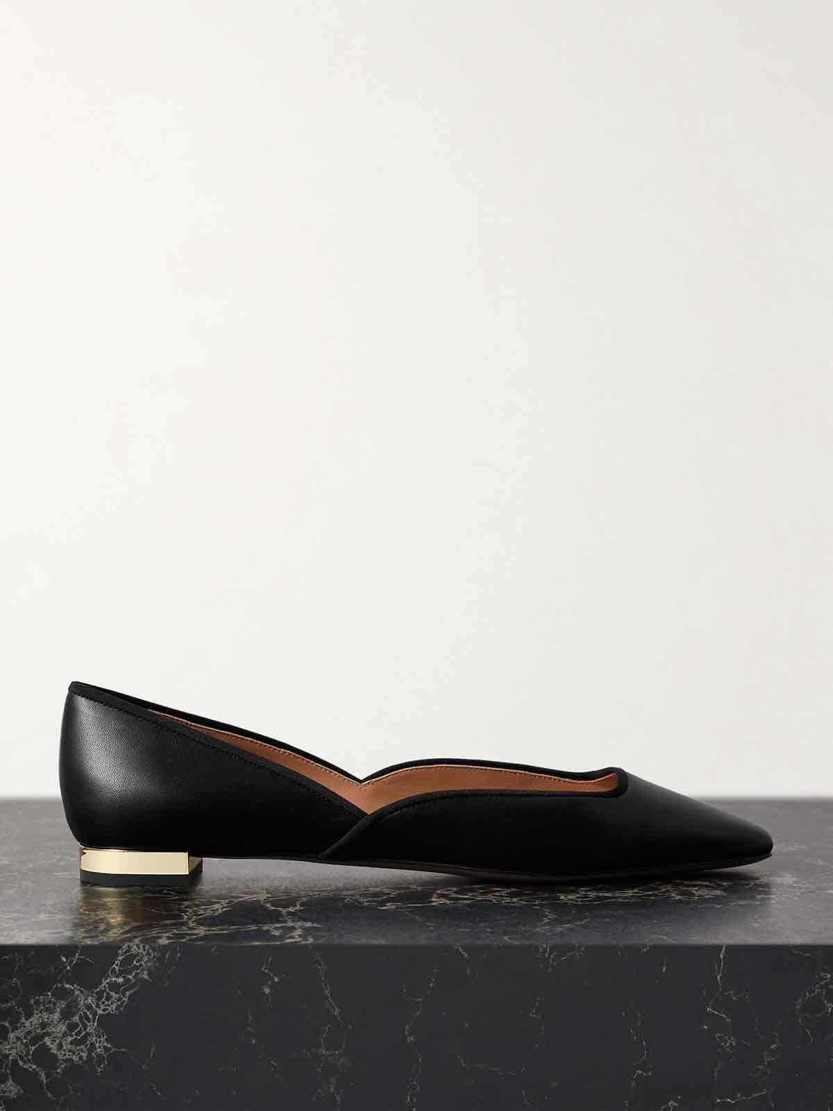 Maia grosgrain-trimmed leather ballet flats AQUAZZURA