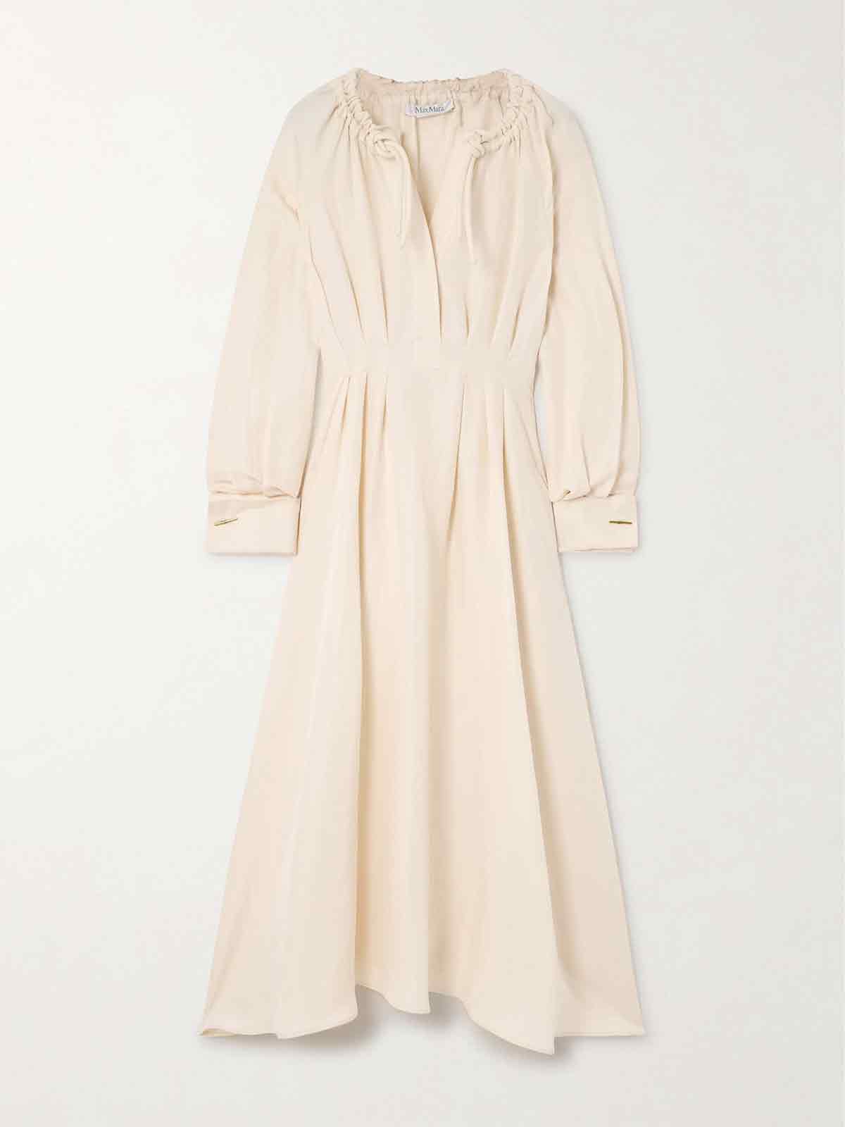 Maineline pleated linen and silk-blend maxi dress MAX MARA