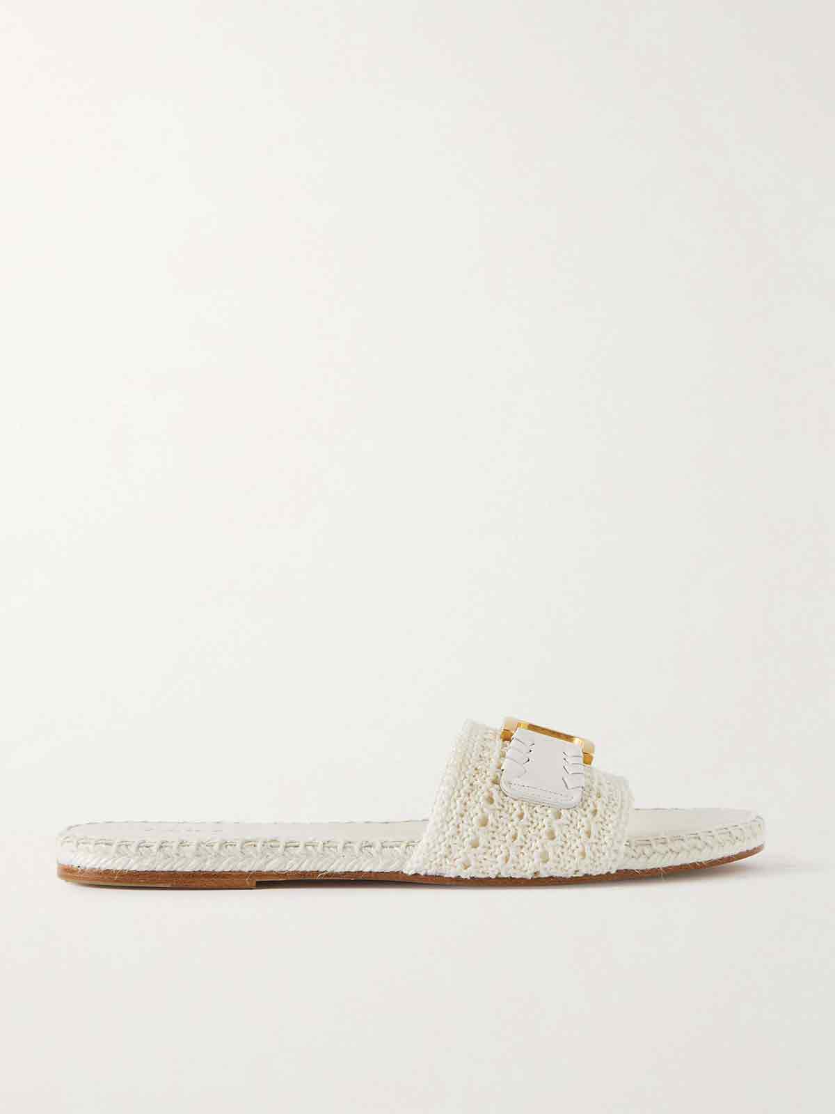 Marcie leather-trimmed crocheted slides CHLOÉ