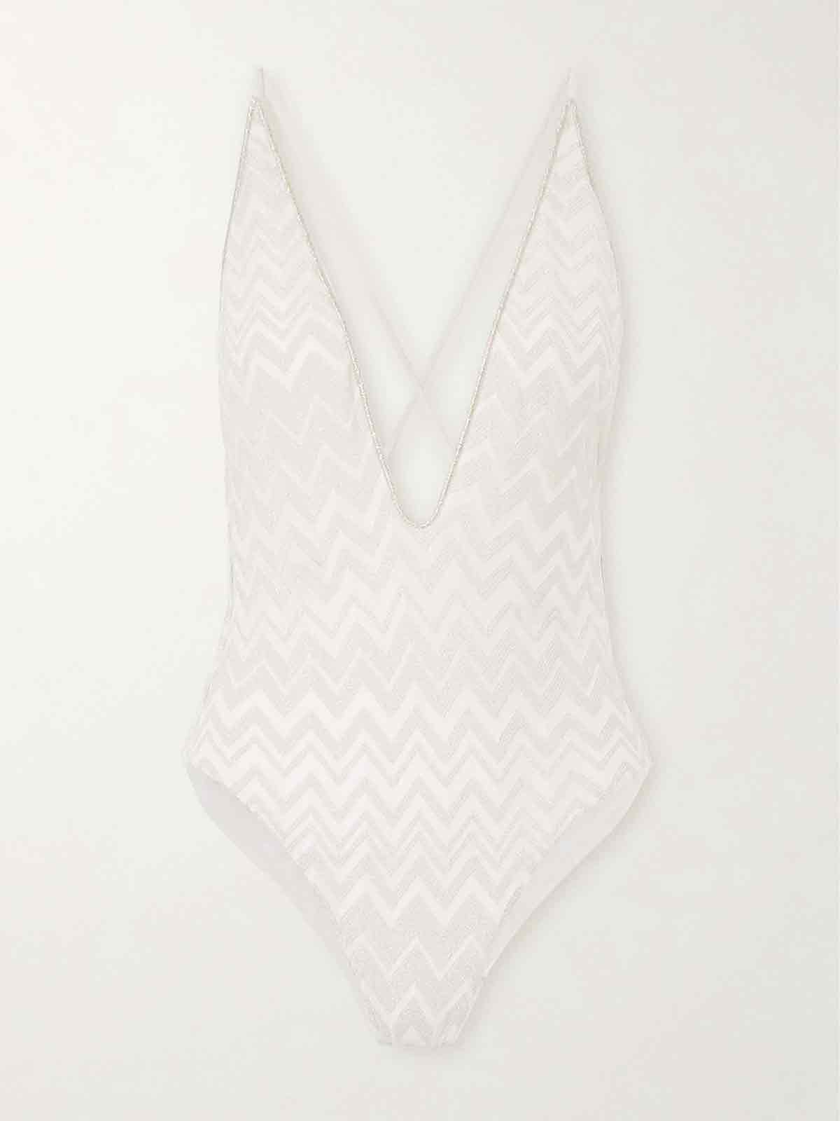 Mare striped metallic crochet-knit swimsuit MISSONI