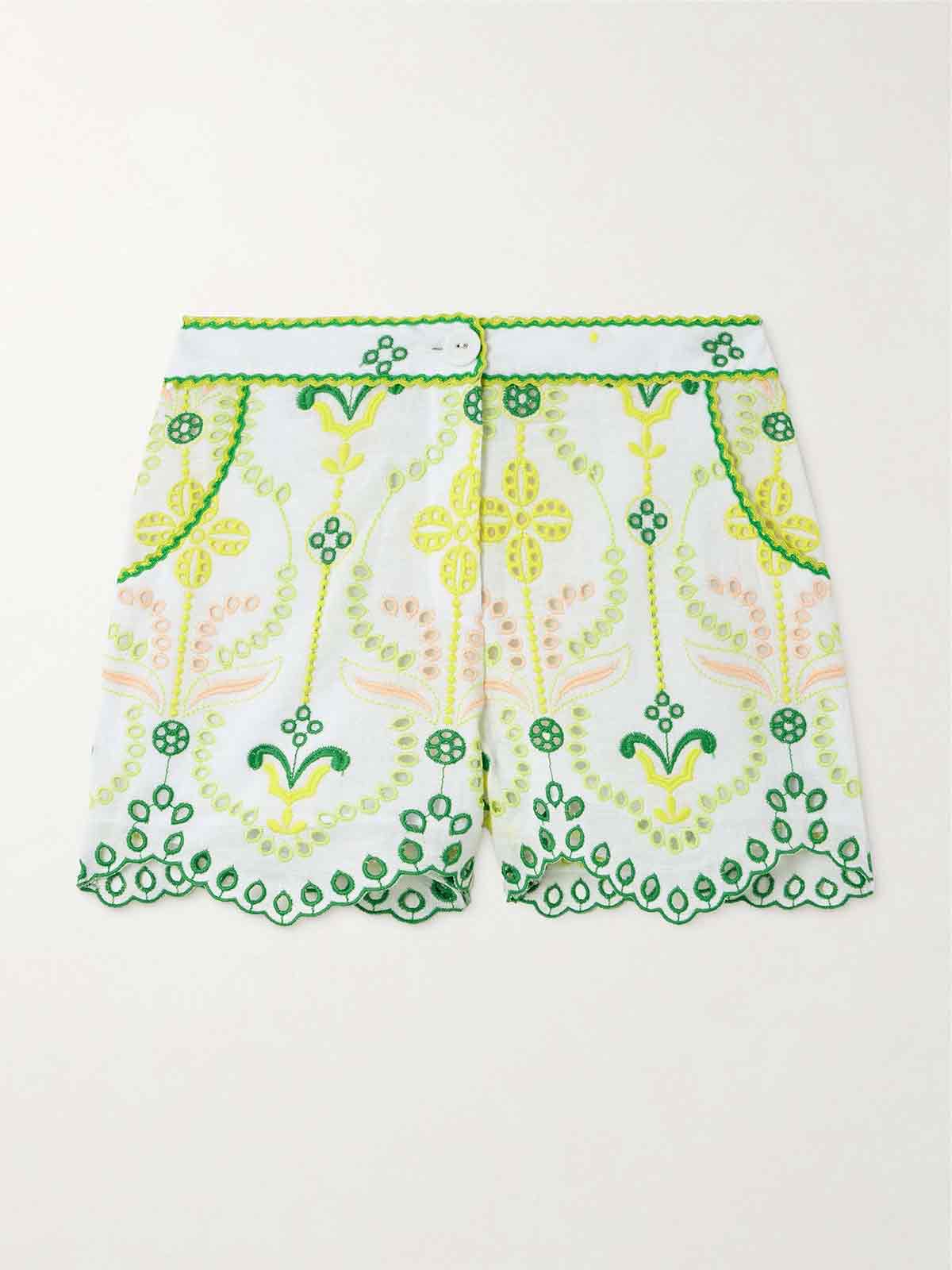 Mason scalloped broderie anglaise cotton-blend shorts CHARO RUIZ