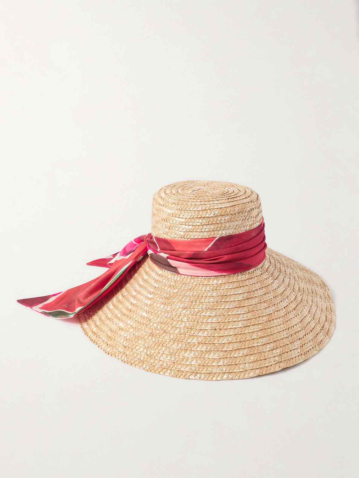 Mirabel printed satin-trimmed straw sunhat EUGENIA KIM