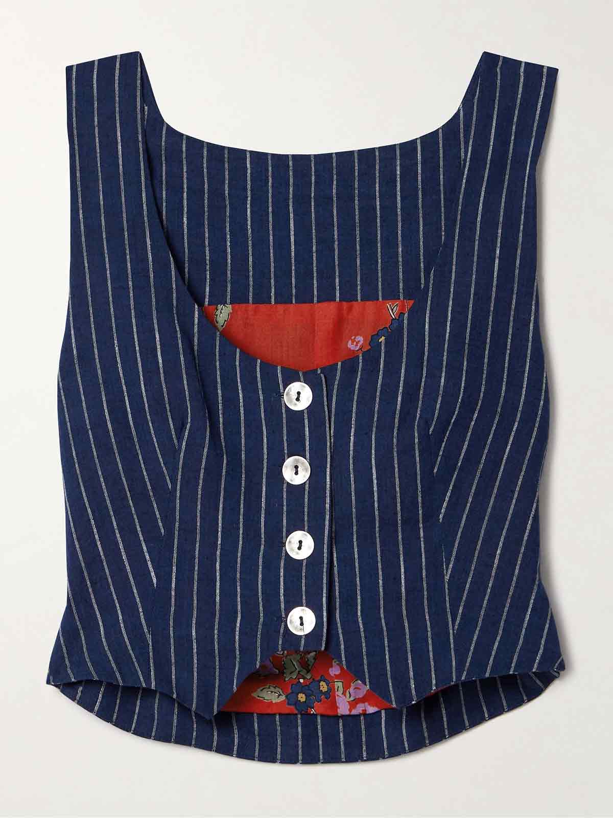 Mossie pinstripe cotton-canvas vest ALIX OF BOHEMIA