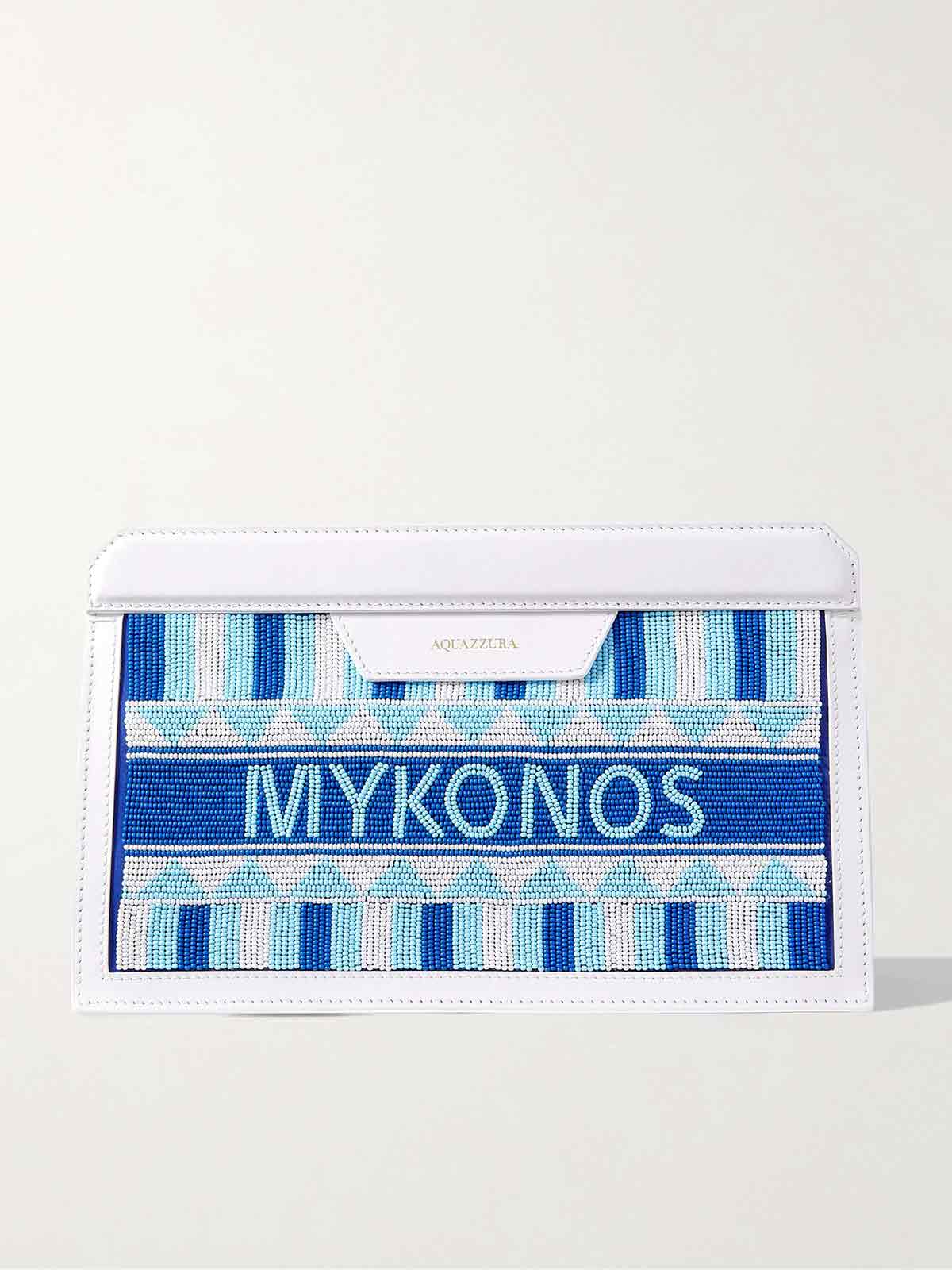 Mykonos beaded leather clutch AQUAZZURA