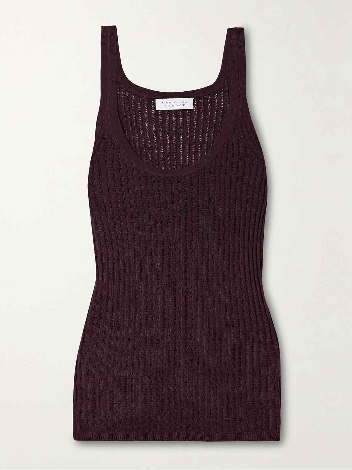 Nevin ribbed pointelle-knit cashmere and silk-blend tank GABRIELA HEARST