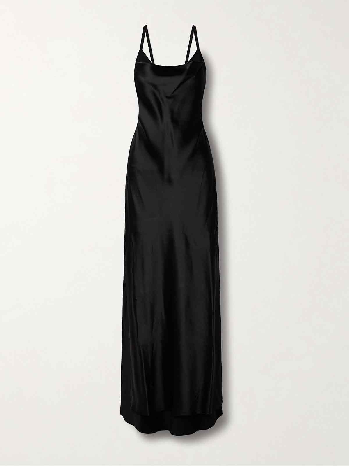 Nura layered draped crepe-trimmed satin maxi dress ANN DEMEULEMEESTER