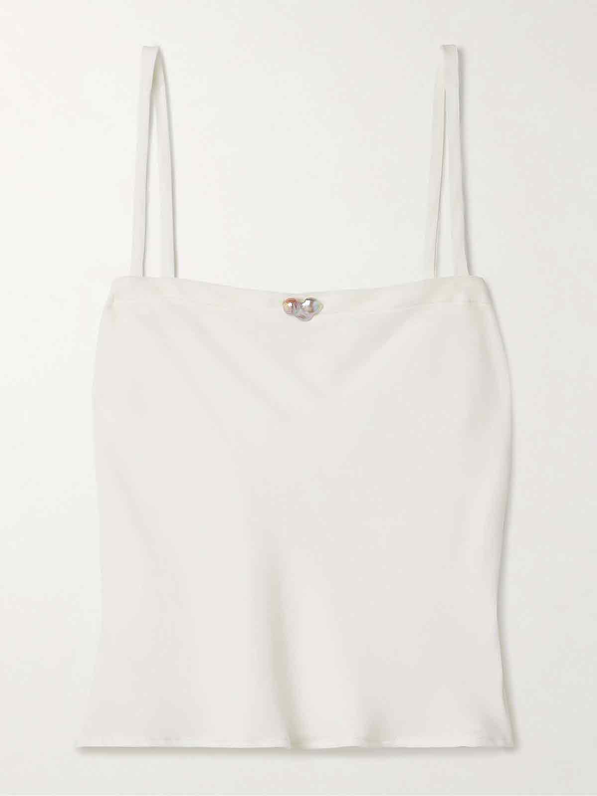 Ola pearl-embellished recycled crepe de chine camisole SARA CRISTINA