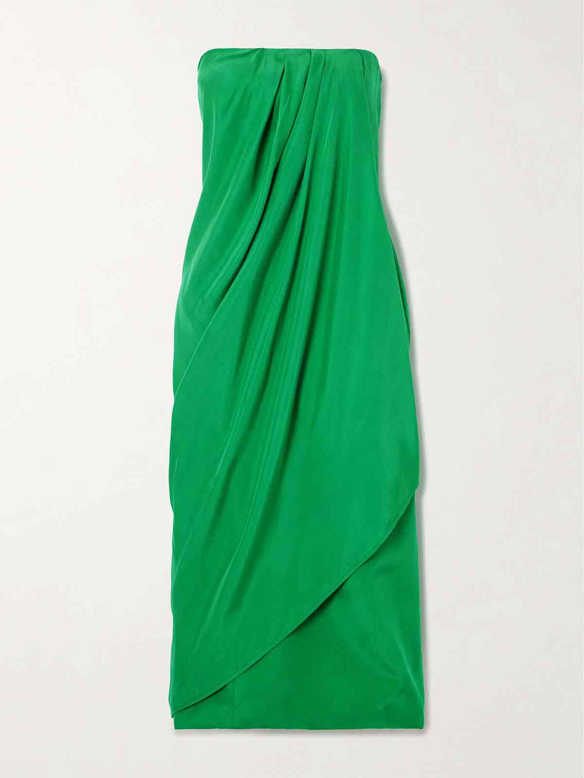 Onna strapless draped silk-satin midi dress GAUGE81