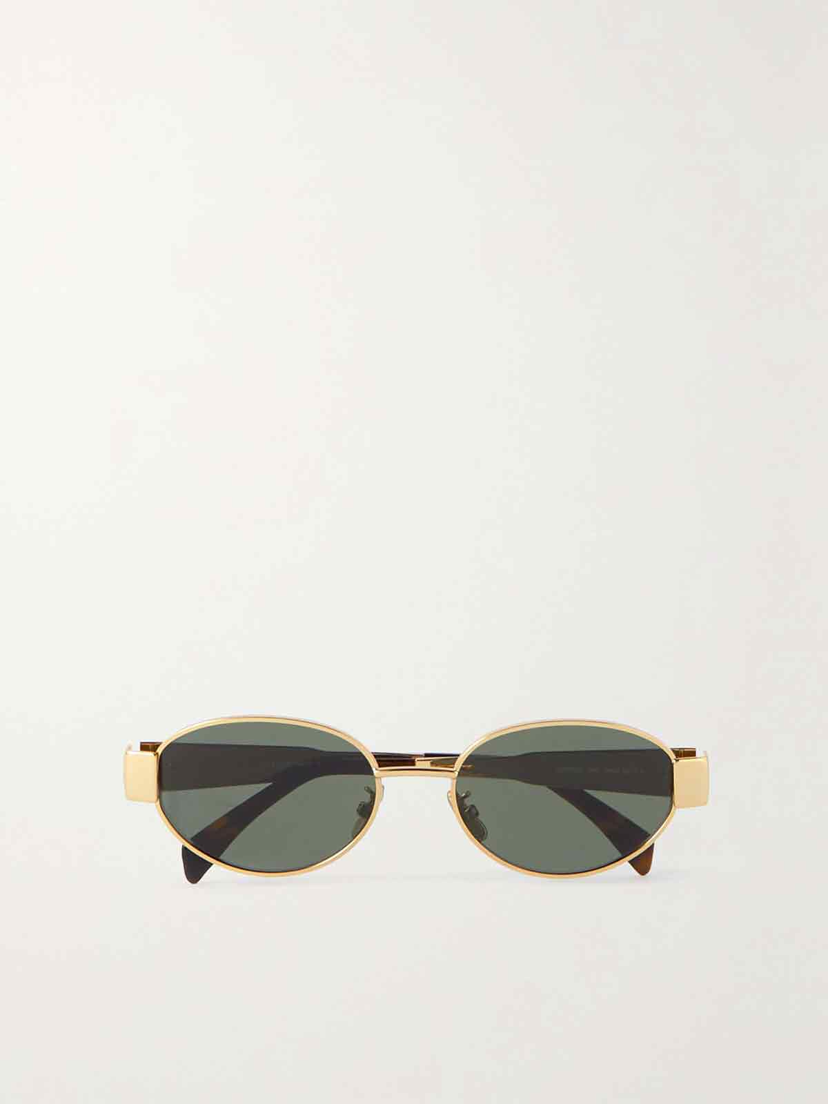 Oval-frame gold-tone and tortoiseshell acetate sunglasses CELINE EYEWEAR