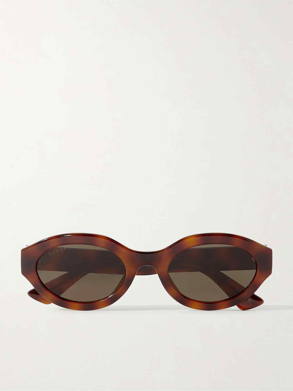 Oval-frame tortoiseshell acetate sunglasses GUCCI EYEWEAR