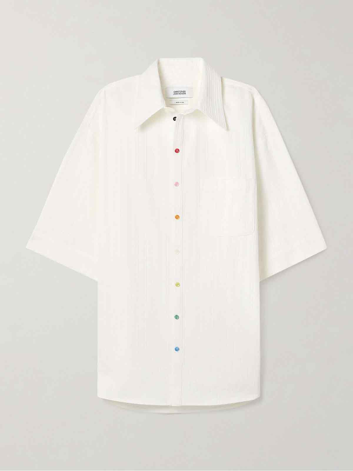 Oversized embroidered cotton-sateen shirt CHRISTOPHER JOHN ROGERS