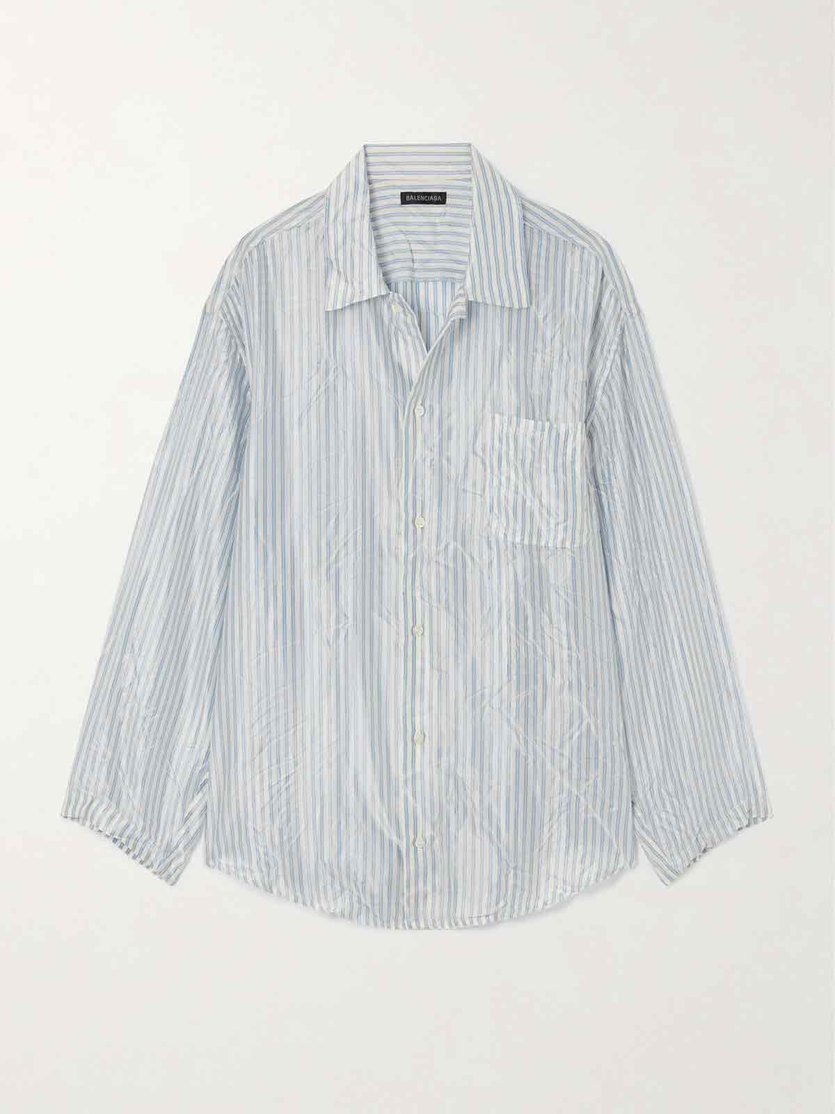 Oversized striped crinkled-satin shirt BALENCIAGA