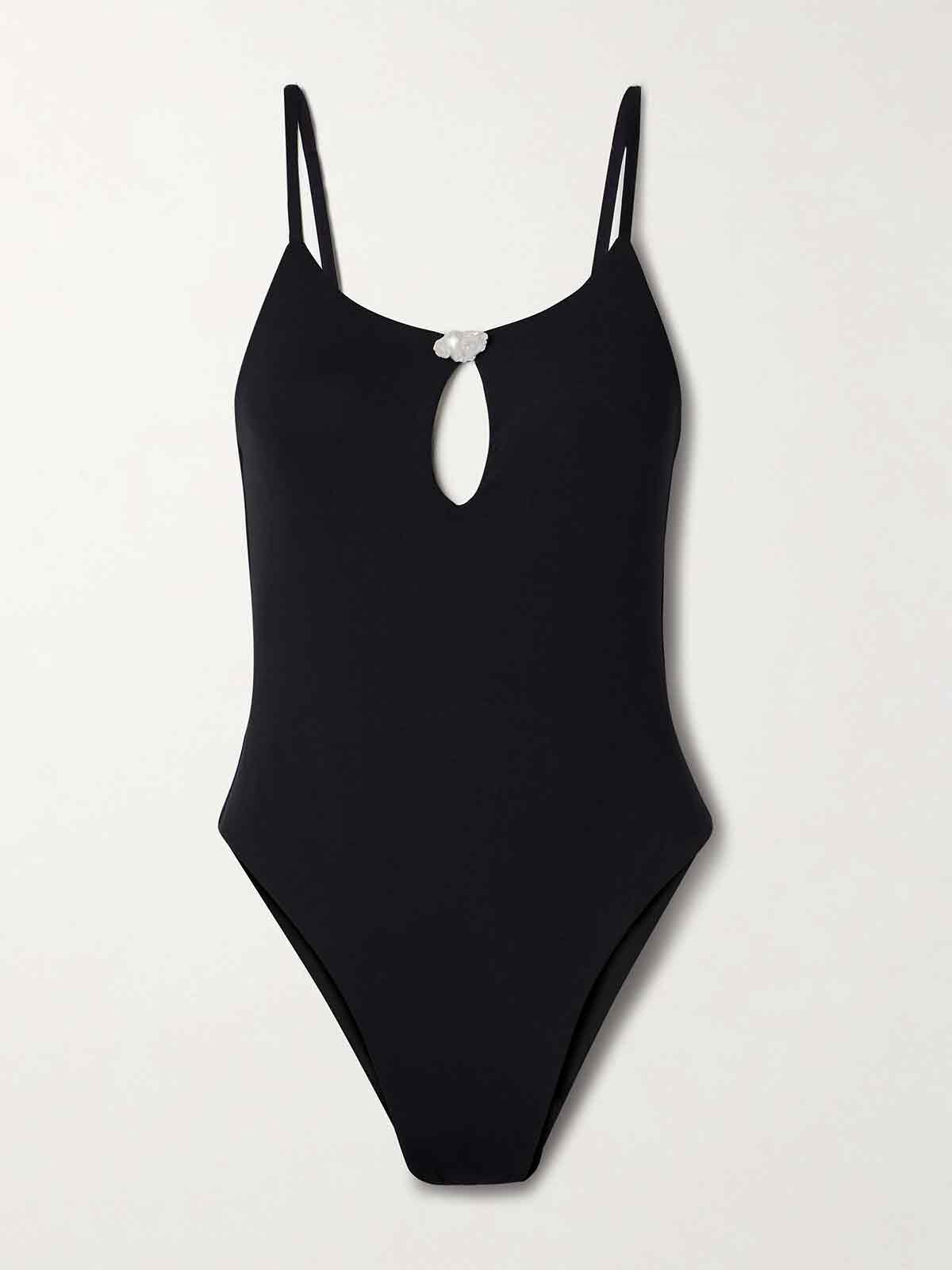 Pearl-embellished cutout swimsuit SARA CRISTINA