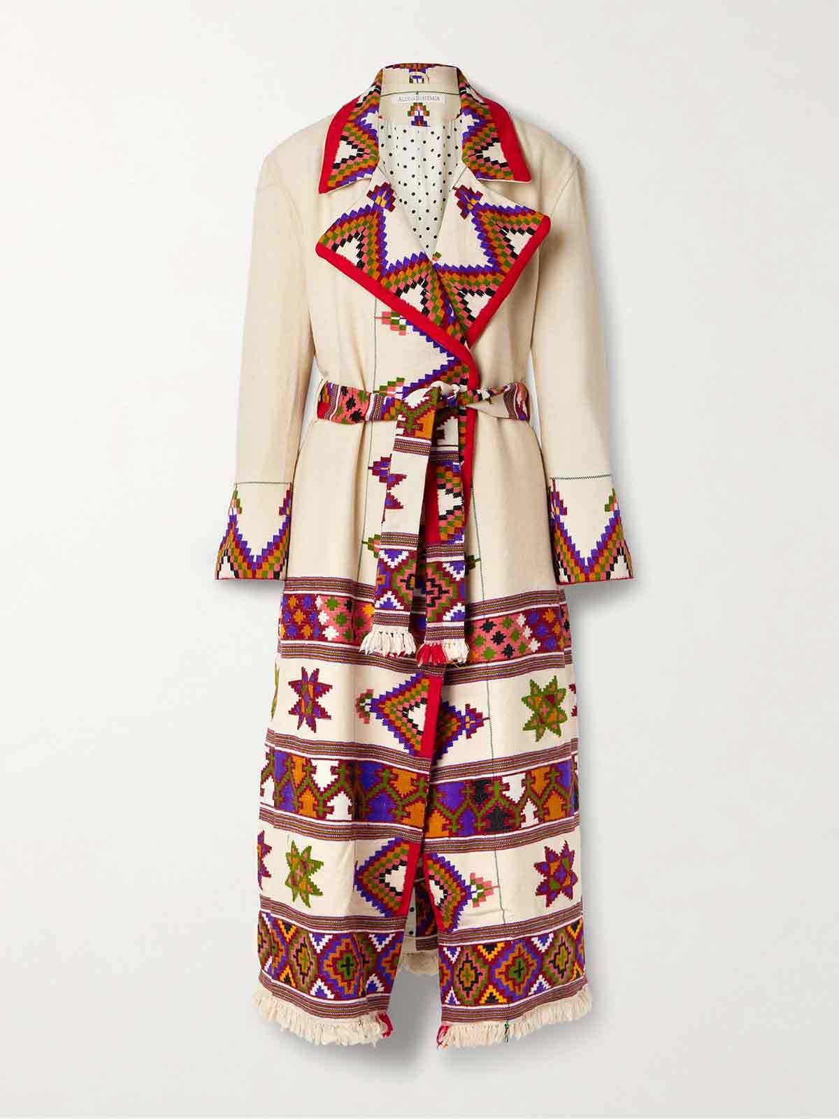 Penelope belted fringed embroidered wool-twill jacket ALIX OF BOHEMIA