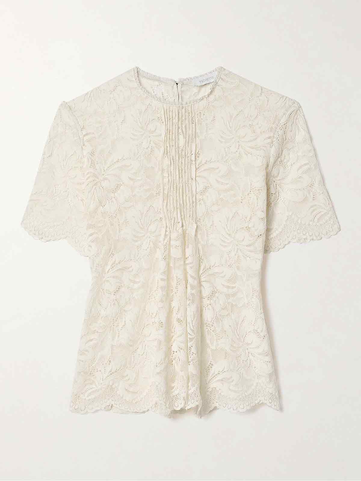 Pintucked scalloped lace top RABANNE