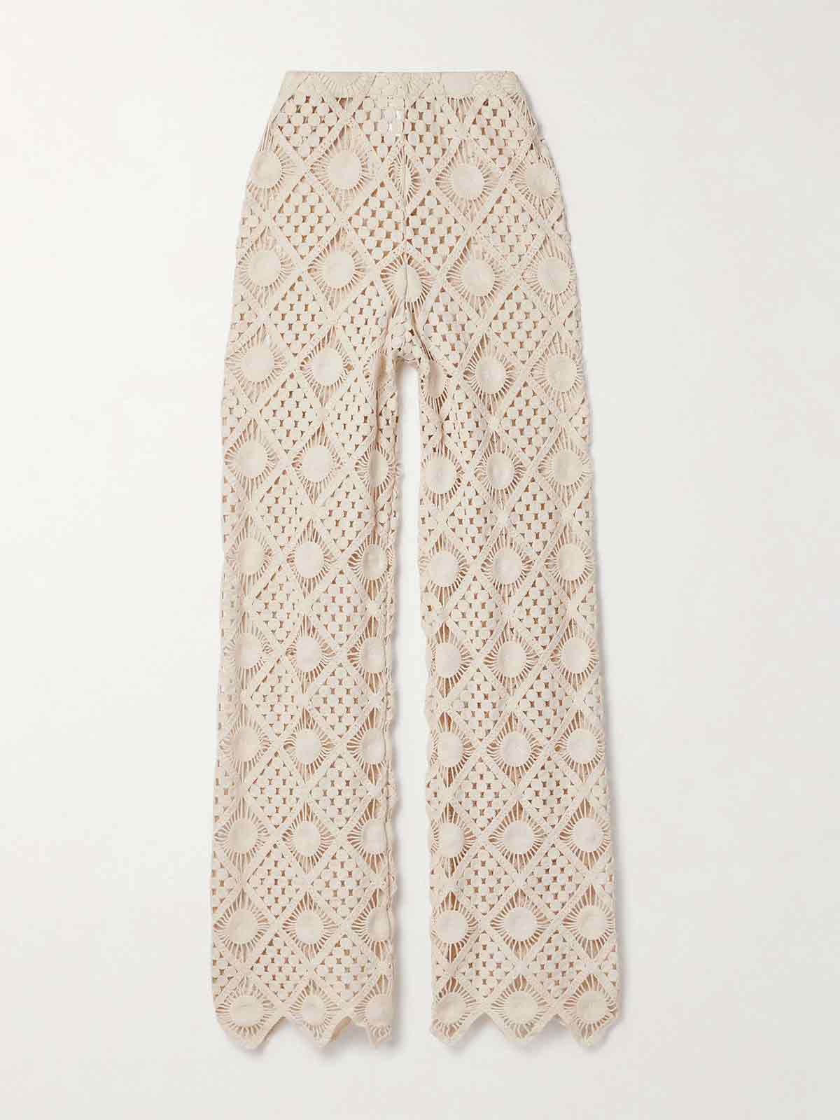 Playa crocheted cotton straight-leg pants SARA CRISTINA