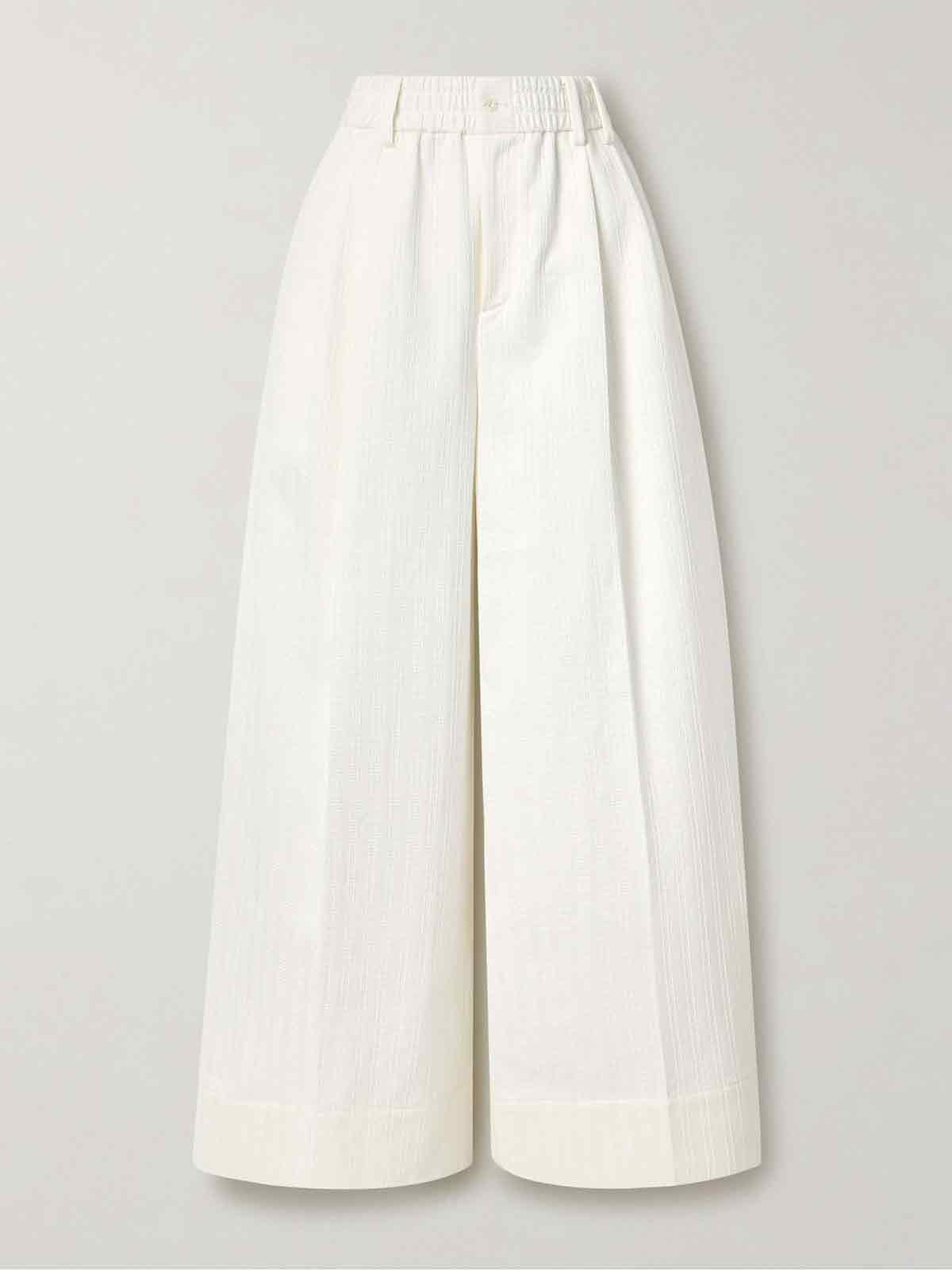 Pleated embroidered cotton wide-leg pants CHRISTOPHER JOHN ROGERS