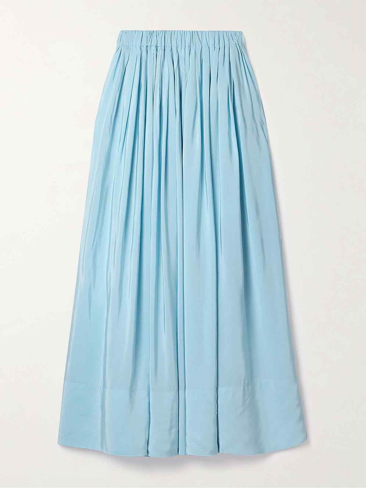 Pleated habotai maxi skirt CO